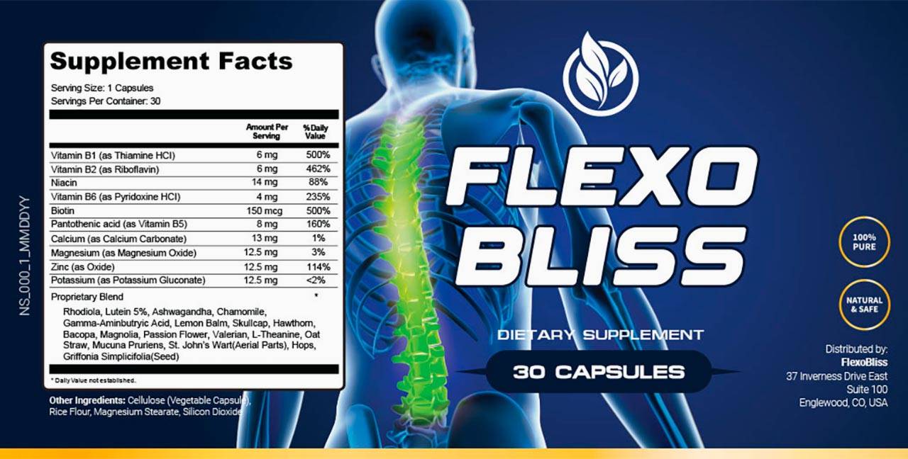 FlexoBliss lower back pain supplement Facts